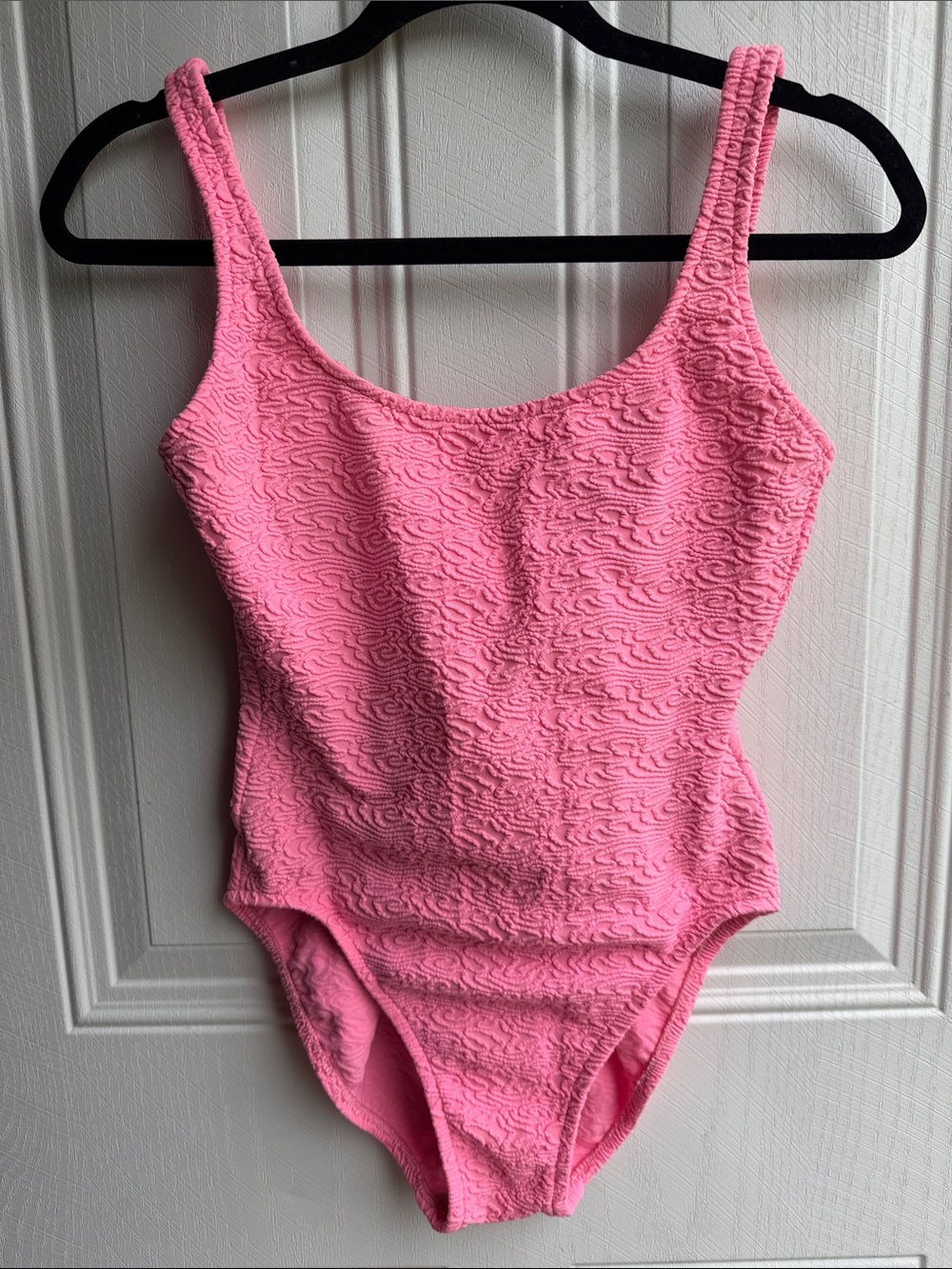 Vintage Bonjour Pink Textured One Piece Swim Suit Made in USA 90s Size 9